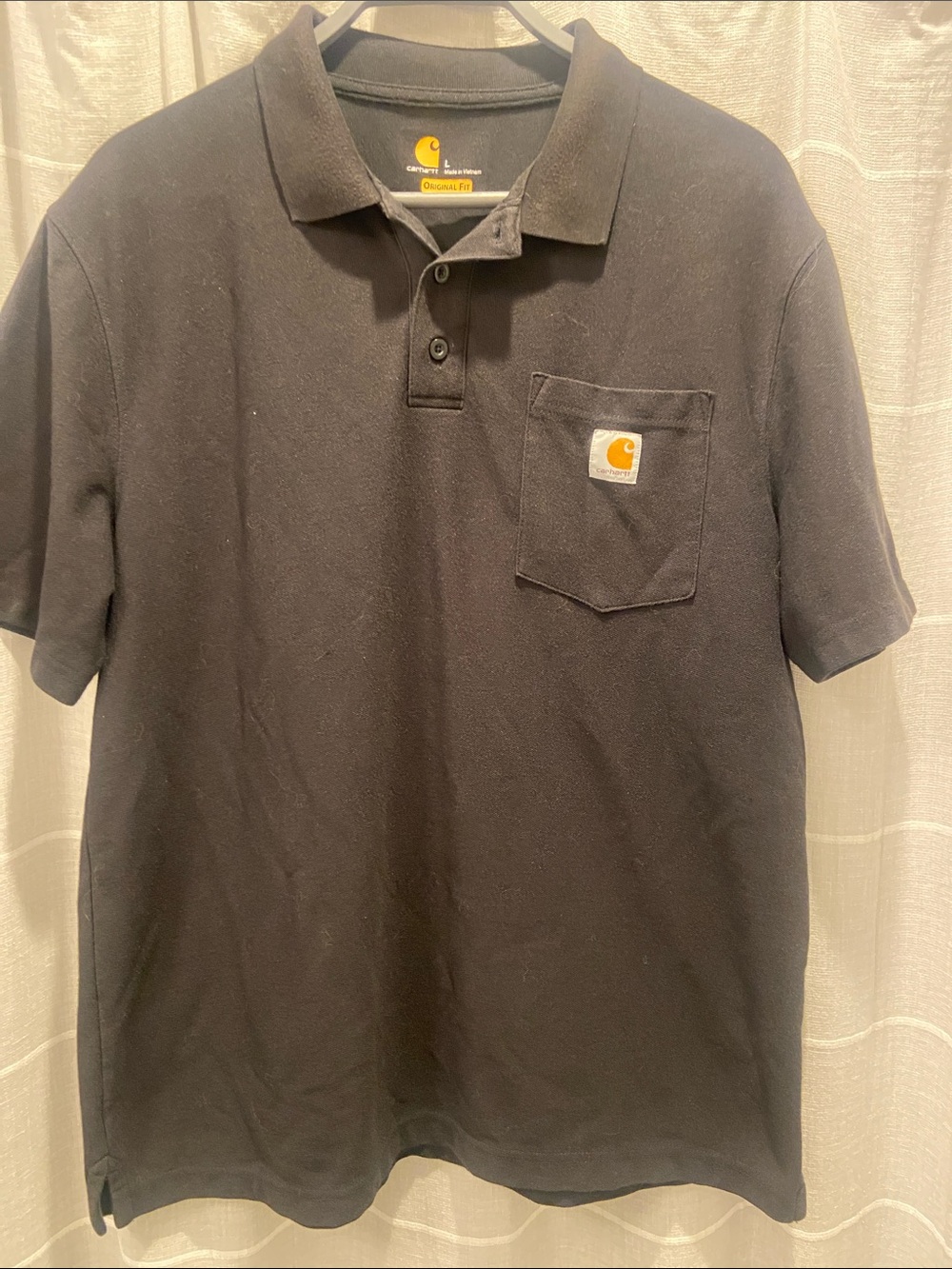 Carhartt Black Short-Sleeve Polo with Chest Pocket Patch